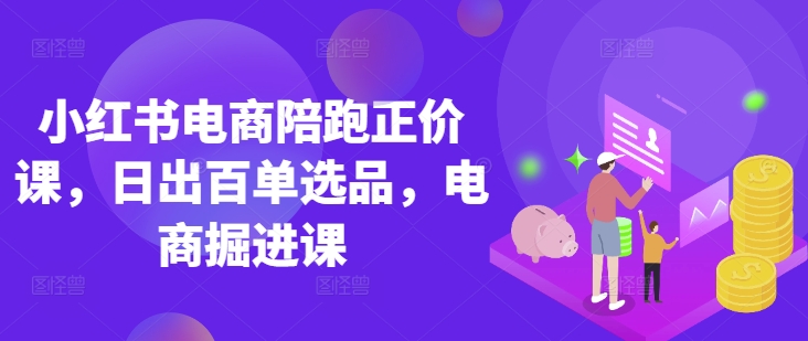 小红书电商陪跑正价课，小红书官方认证电商讲师教学，日出百单选品，电商掘进课-慧创网