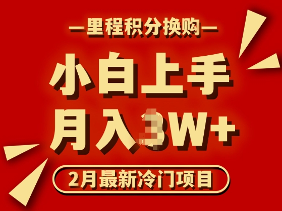 2月最新冷门项目，里程积分兑换机票项目，月入过W-慧创网