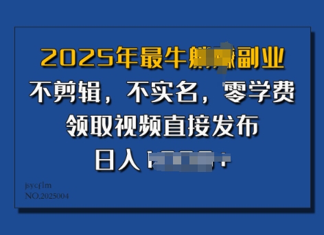 ​2025年最牛副业，不剪辑，不实名，零学费，零粉可做，领取视频直接发布，有播放就有收益-慧创网