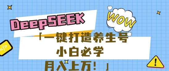 25年最新风口，用DeepSeek做养生号，小白必学，日入数张，一条作品涨粉1W+-慧创网