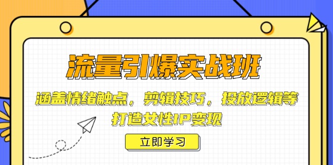 （14008期）流量引爆实战班，涵盖情绪触点，剪辑技巧，投放逻辑等，打造女性IP变现-慧创网