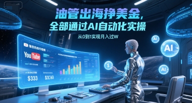 油管出海挣美金，全部通过AI自动化实操，从0到1实现月入过W-慧创网