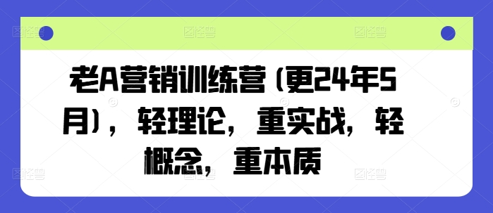 老A营销训练营(更24年11月)，轻理论，重实战，轻概念，重本质-慧创网