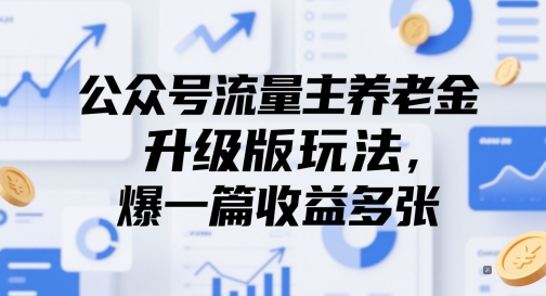 公众号流量主养老金升级版玩法，爆一篇收益多张-慧创网