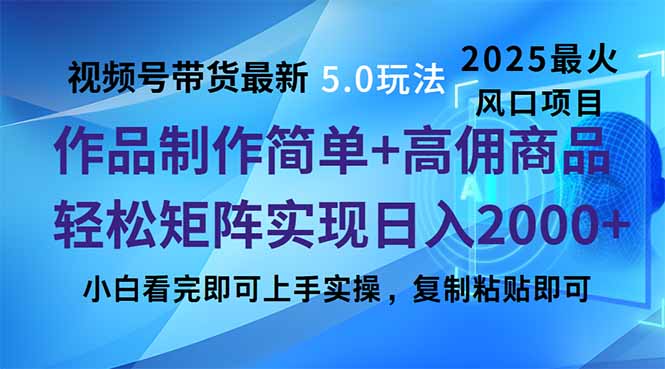 （14191期）视频号带货最新5.0玩法，作品制作简单，当天起号，复制粘贴，轻松矩阵…-慧创网