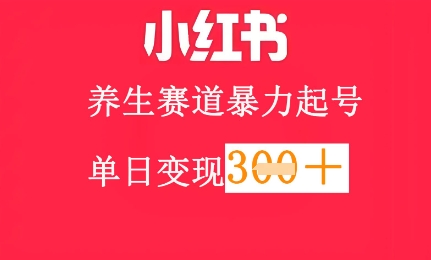小红书养生赛道，暴力起号，轻松日入3张+-慧创网