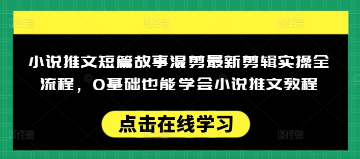 小说推文短篇故事混剪最新剪辑实操全流程，0基础也能学会小说推文教程，肯干多发日入多张-慧创网