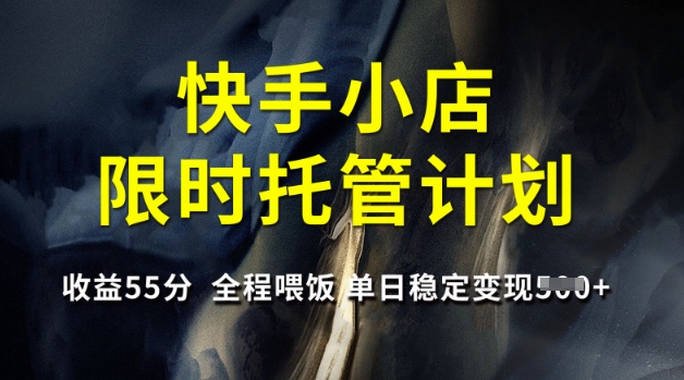 快手小店限时托管计划，收益55分，全程喂饭，单日稳定变现5张【揭秘】-慧创网