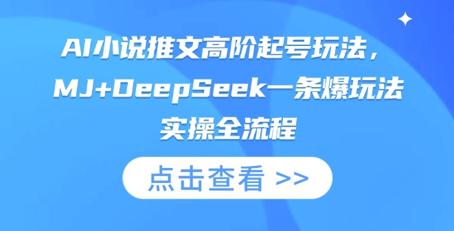 AI小说推文高阶起号玩法，MJ+DeepSeek一条爆玩法实操全流程-慧创网