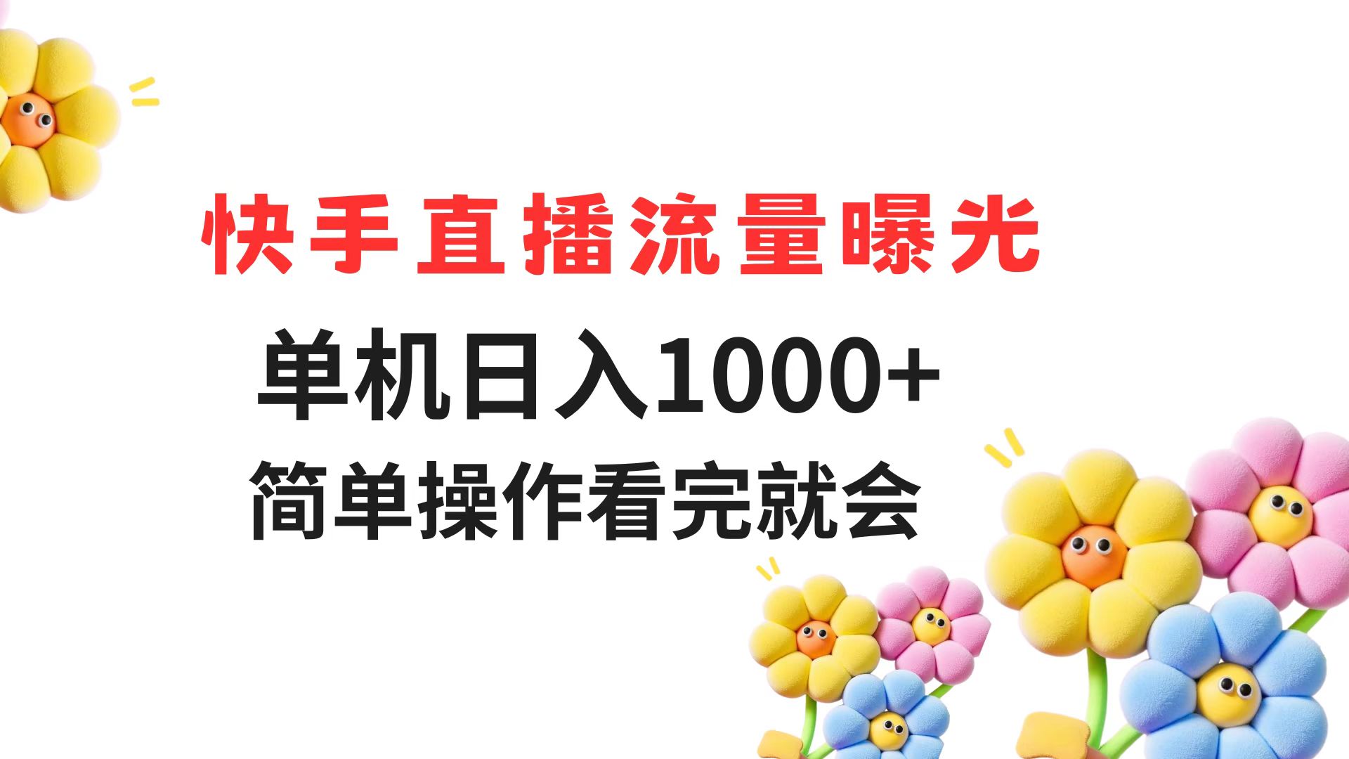 （14931期）快手直播流量曝光 单机日入1000+ 简单操作 看完就会-慧创网