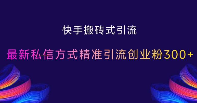 快手搬砖式引流，最新私信方式精准引流创业粉300+-慧创网