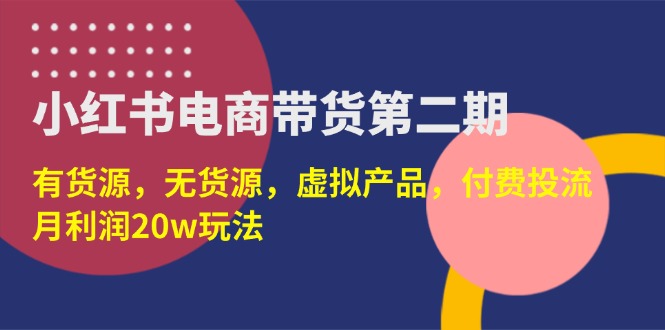 （14186期）小红书电商带货第二期，有货源，无货源，虚拟产品，付费投流，月利润20w-慧创网