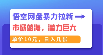 悟空网盘暴力拉新：一单10元，市场空白，日入几张-慧创网