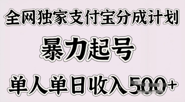 全网独家支付宝分成计划，暴力起号，单人单日收入多张-慧创网