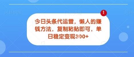 今日头条代运营，无需自己运营，每天花费十秒钟发布视频，单日稳定变现3张【揭秘】-慧创网