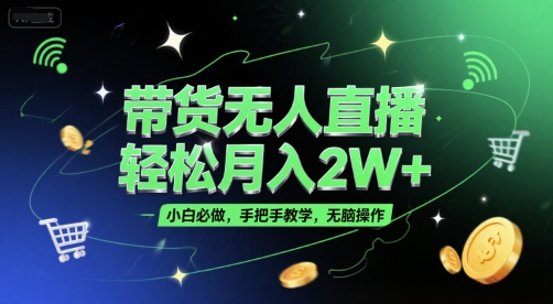 带货无人直播，轻松月入2W+，小白必做，手把手教学，无脑操作(附学习资料)-慧创网