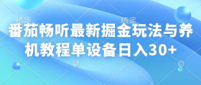 番茄畅听最新掘金玩法与养机教程单设备日入30+-慧创网