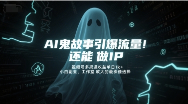 AI鬼故事引爆流量，还能做IP，视频号多渠道收益单日1k+，小白副业、工作室放大的最佳选择-慧创网