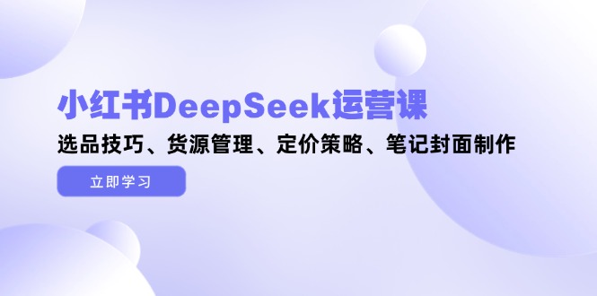 （14748期）小红书DeepSeek运营课，选品技巧、货源管理、定价策略、笔记封面制作-慧创网