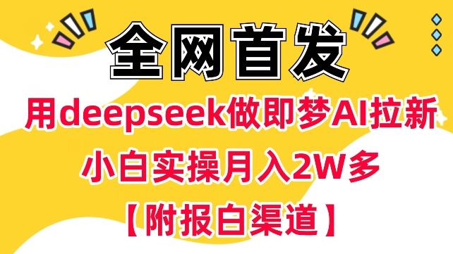 用deepseek做即梦Ai拉新 小白实操月入过W+【附报白渠道】-慧创网