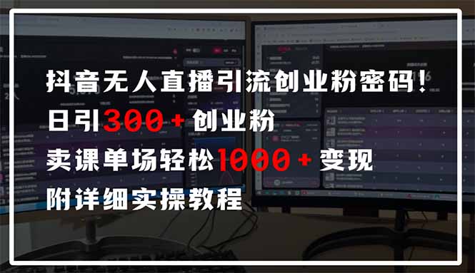 （14564期）抖音无人直播引流密码！日引300+创业粉 单场轻松1000+变现 附详细实操教程-慧创网