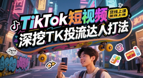 TikTok短视频带货线上课，深挖TK投流达人打法-慧创网