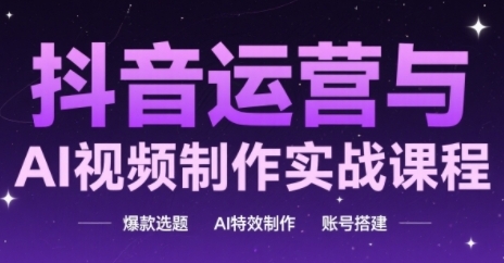 抖音运营与AI视频制作实战课程，爆款选题-AI特效制作-账号搭建-慧创网
