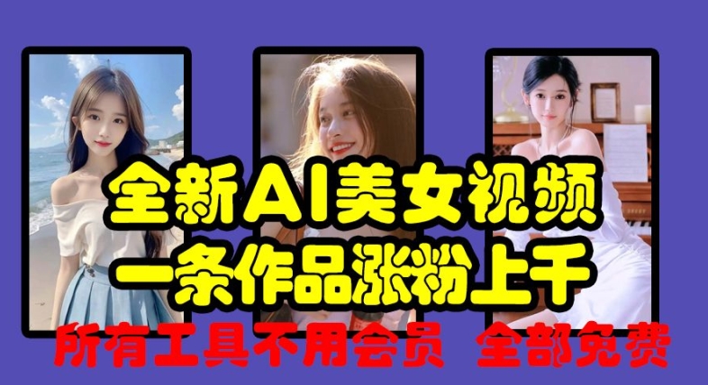 全新AI美女视频，一条作品涨粉上千，所有工具不用会员，全部免费-慧创网