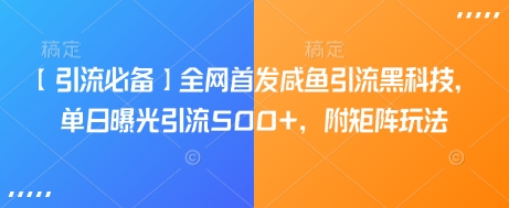 【引流必备】全网首发咸鱼引流黑科技，单日曝光引流500+，附矩阵玩法【揭秘】-慧创网