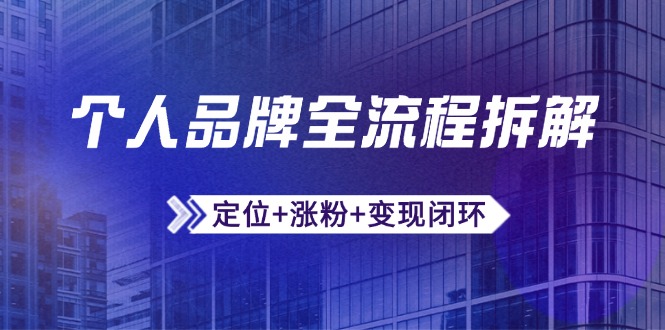 （14799期）个人品牌全流程拆解：定位+涨粉+变现闭环，微信生态运营与资源整合-慧创网