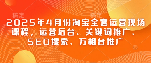 2025年4月份淘宝全套运营现场课程，运营后台、关键词推广、SEO搜索、万相台推广-慧创网