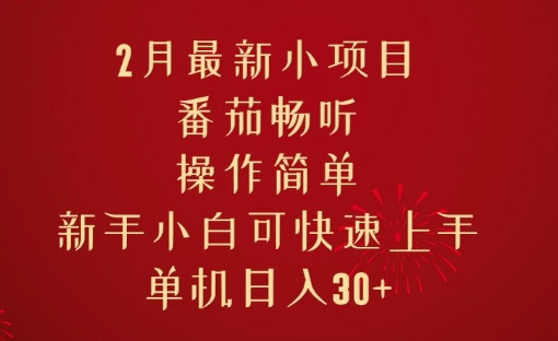 2月最新小项目，番茄畅听，操作简单，新手小白可快速上手，单机日入30+-慧创网