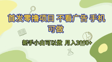 首发零撸项目 不看广告 手机可做 新手小白可以做  月入3k+【揭秘】-慧创网