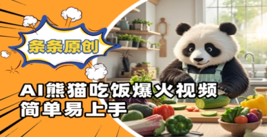 Ai熊猫吃饭爆火视频，条条原创，简单易上手-慧创网
