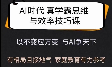 Ai时代真学霸思维与学习方法课，有格局且接地气，家庭教育有力参考-慧创网