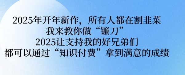 2025年开年新作，所有人都在割韭菜，我来教你做“镰刀” 2025让支持我的好兄弟们都可以通过“知识付费”拿到满意的成绩【揭秘】-慧创网