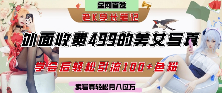 外面收费499的美女写真制作技术，学会后轻松引流S粉变现，日引100+S粉，轻松月入过W-慧创网