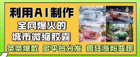 利用AI制作全网爆火的城市微缩胶囊，条条爆款， 多平台分发，疯狂涨粉变现-慧创网