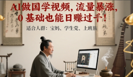 AI做国学视频，流量暴涨 ，0 基础也能日入多张-慧创网