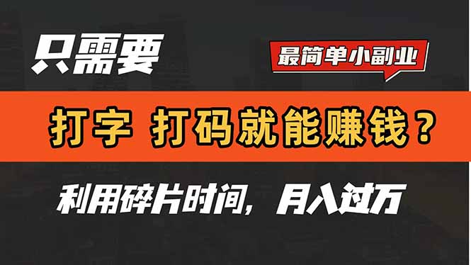 （14672期）只需要打字，打码，就能赚钱？简单的赚钱小副业，利用碎片时间，月入过万-慧创网