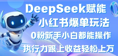 DeepSeek赋能小红书爆单玩法0粉新手小白都能操作，执行力跟上收益轻松上W，懒人勿做-慧创网