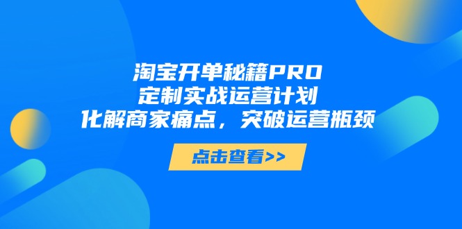 （14642期）淘宝开单秘籍PRO，定制实战运营计划，化解商家痛点，突破运营瓶颈-慧创网