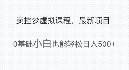 最新小众项目，利用人们猎奇的心理卖控梦虚拟课程，0基础小白也能轻松日入多张-慧创网