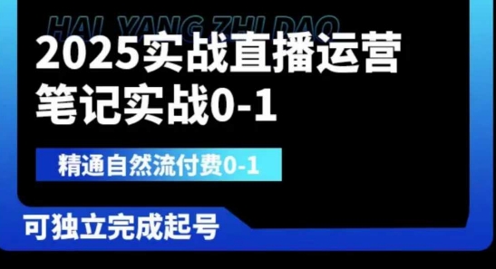 2025实战直播运营0-1，精通自然流付费0-1，可独立完成起号-慧创网