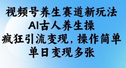 视频号养生赛道新玩法，AI古人养生操，疯狂引流变现，操作简单，单日变现多张-慧创网
