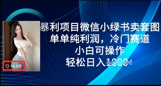 暴利项目微信小绿书卖套图，单单纯利润，冷门赛道， 小白可操作，轻松日入多张-慧创网