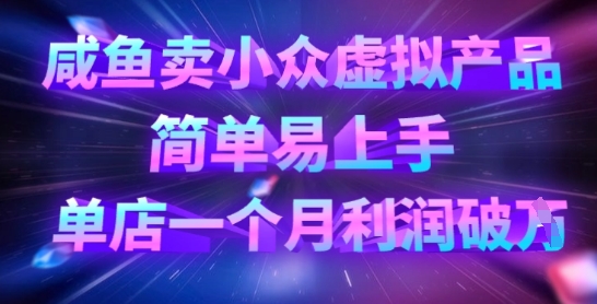 咸鱼卖小众虚拟产品，简单易上手，单店一个月利润破W-慧创网