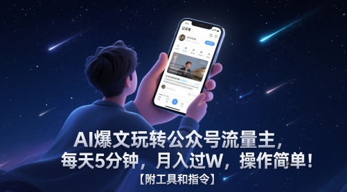 AI爆文玩转公众号流量主，每天5分钟，月入过W，操作简单！【附工具和指令】-慧创网