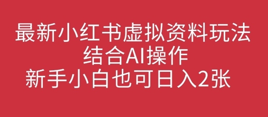 最新小红书虚拟资料玩法结合AI操作，新手小白也可日入2张-慧创网