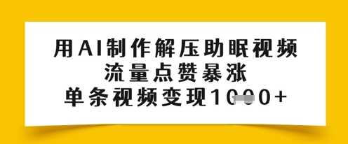 用AI制作解压助眠视频，流量点赞暴涨，单条视频变现多张-慧创网